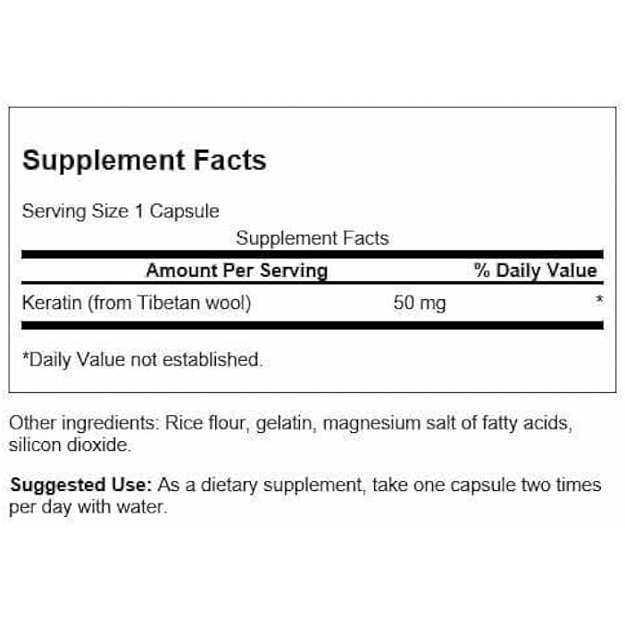 Swanson Keratin (from Tibetan Wool) - Natural Supplement Promoting Healthy Joints, Hair, Skin & Nails - Helps Nourish Healthy Connective Tissues - (60 Capsules, 50mg Each) - Image 2