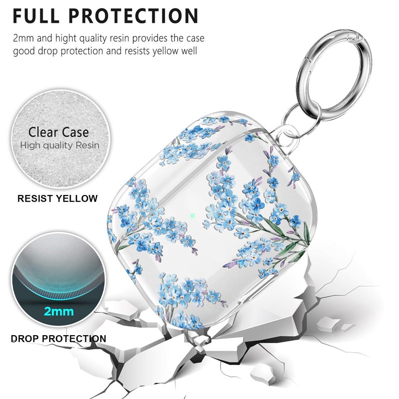 Wonjury Clear Case Compatible with AirPods Pro 3 Generation 2025 Cover with Keychain Cleaner Kit Tool, Wonjury Flower Print Skin Soft Cover for AirPods Pro 3 Case Full Protection,Front LED Visible - Image 5
