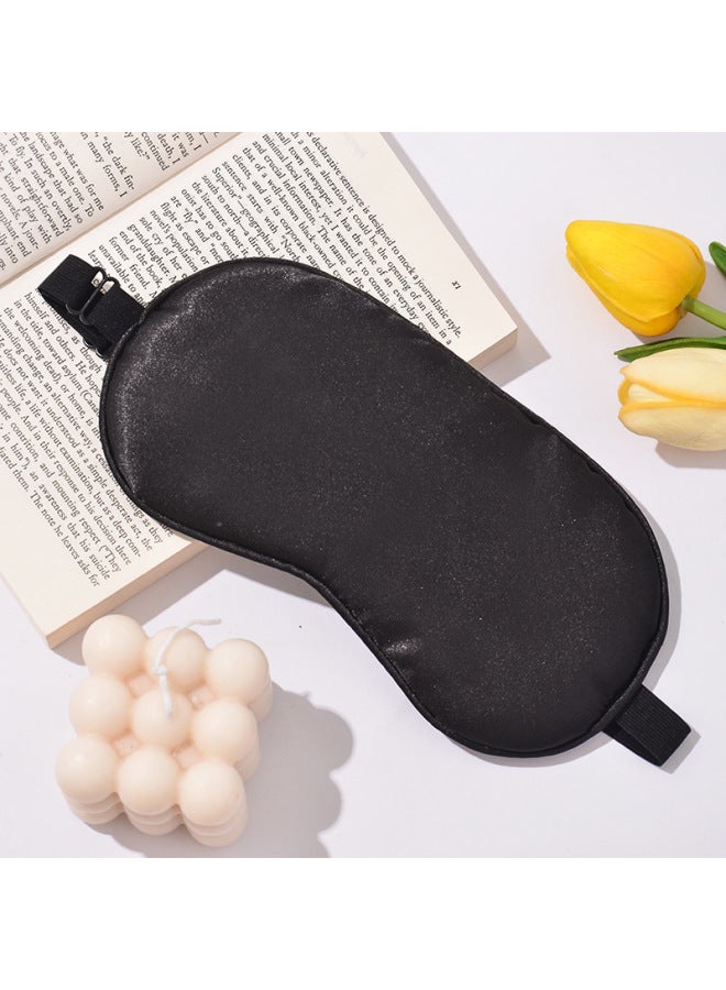 Generic Weiqin Double Sided Silk Sleeping Men's And Women's Blocking Eye Mask To Relieve Fatigue Eye Protection Adjustable Strap Silk Embroidery-Specifications:Black Adjustable Model  - Image 1