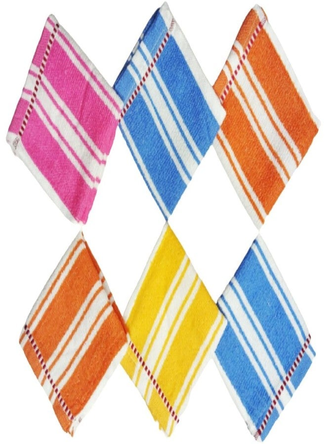 ORAS Cotton Fabric Hand, Face Towel Set, 25 x 25 CM., Multicolor - Pack of 6 Pieces - Image 1