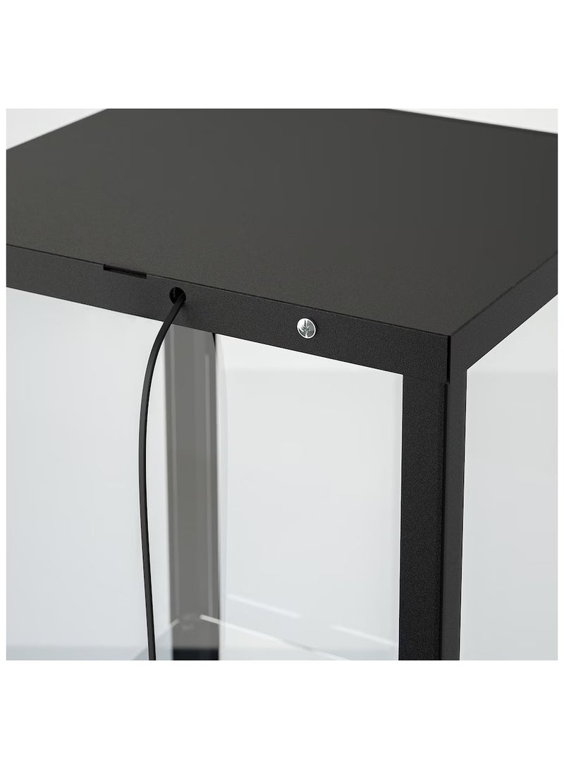 Generic Elegant Glass Door Display Cabinet With Black Steel Frame, Glass Door Storage Cabinet With 3 Moveable Glass Shelves for Home & Office, Glass Shelving Unit 35x32x151 cm  - Image 4