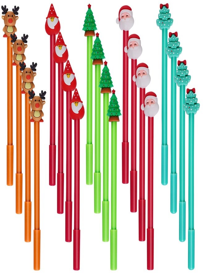 jiebor 20Pcs Christmas Gel Ink Novelty Cute Fun Pens Bulk with Black Ink for Women Office Supplies - Image 1