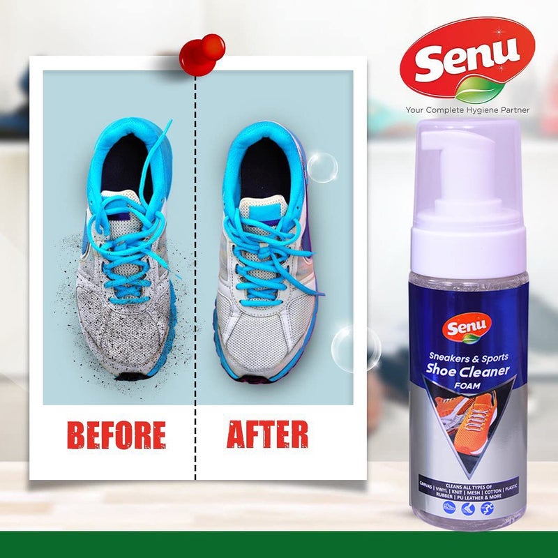 Senu Sneakers & Sports Shoe Cleaner With Brush| JUST PUMP & WIPE | ULTIMATE SNEAKER CLEANER | QUICK EASY TO USE | PLEASANT FRAGRANCE | DEODORIZER | Pack of 150ml x @ 2 Pic - Image 4