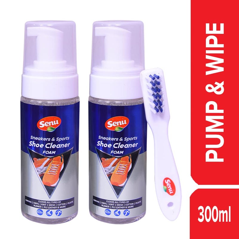 Senu Sneakers & Sports Shoe Cleaner With Brush| JUST PUMP & WIPE | ULTIMATE SNEAKER CLEANER | QUICK EASY TO USE | PLEASANT FRAGRANCE | DEODORIZER | Pack of 150ml x @ 2 Pic - Image 3