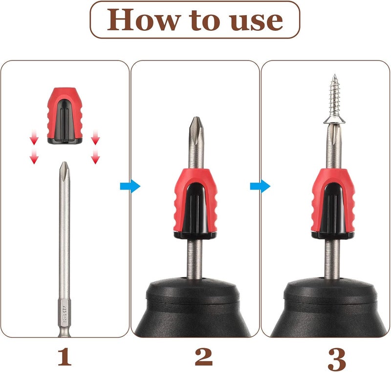 Ripeng Magnetic Screw Holder Rings, 1/4 Inch/ 6.35 mm Screwdriver Driver Bits Magnetizer for Electric Drill and Hand Tools, Red (5 Pieces) - Image 4