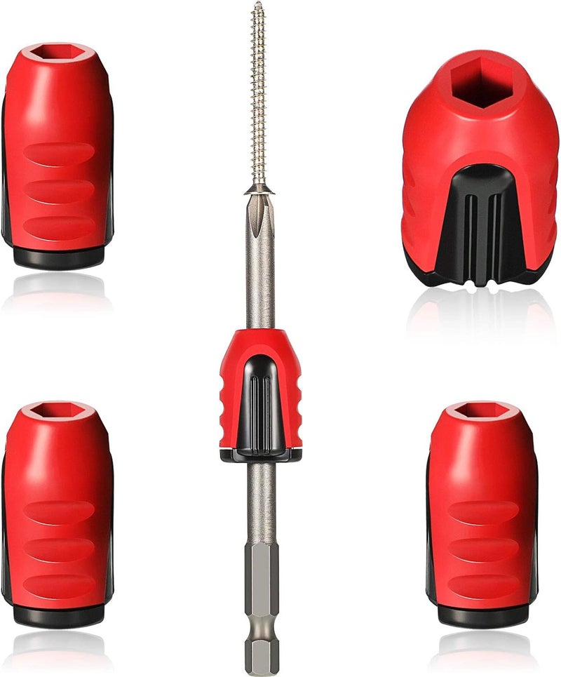 Ripeng Magnetic Screw Holder Rings, 1/4 Inch/ 6.35 mm Screwdriver Driver Bits Magnetizer for Electric Drill and Hand Tools, Red (5 Pieces) - Image 1