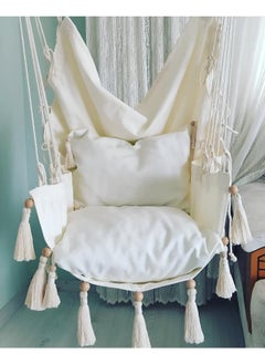 Antikiano Macrame handmade hammock | Outdoor garden furniture | Cotton hammock | Beige handcrafted hammock | Outdoor summer | High quality 200x150 cm hammock  - Image 4