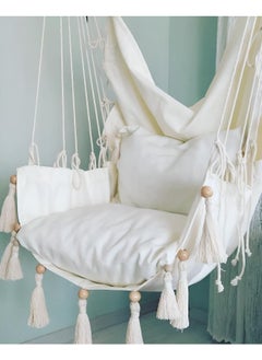 Antikiano Macrame handmade hammock | Outdoor garden furniture | Cotton hammock | Beige handcrafted hammock | Outdoor summer | High quality 200x150 cm hammock  - Image 2