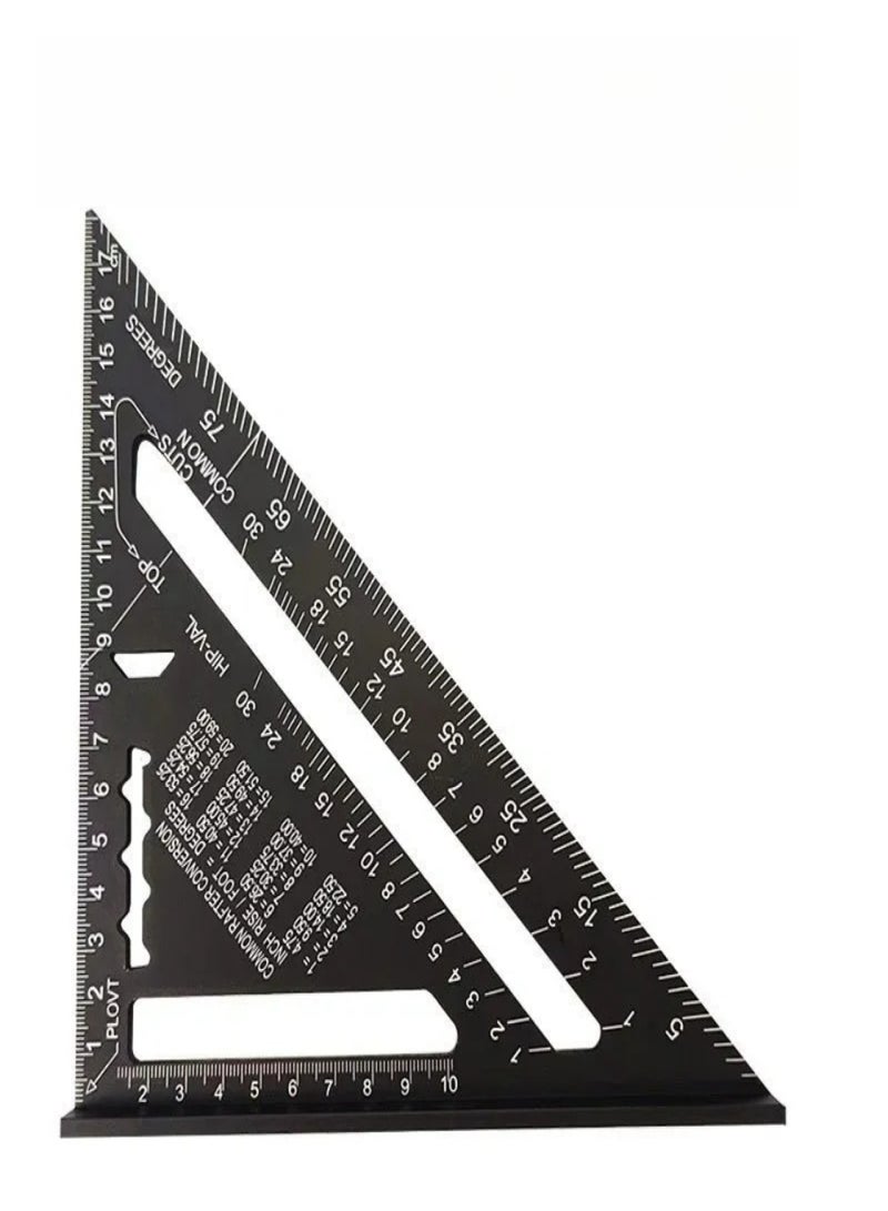 Aluminum Alloy Triangle Rulers 90 degrees 45 degrees Set Square 7in Black Metric Square Ruler - Image 1