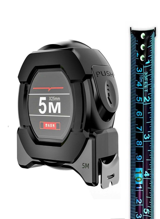 Gadget Hero's 5 Meter Measuring Tape with Auto-Locking and Retracting Feature, Heavy Duty Unbreakable ABS Case with Belt Clip- One-Man Operation, Measure in Inch & Centimeters. Blue - Image 1