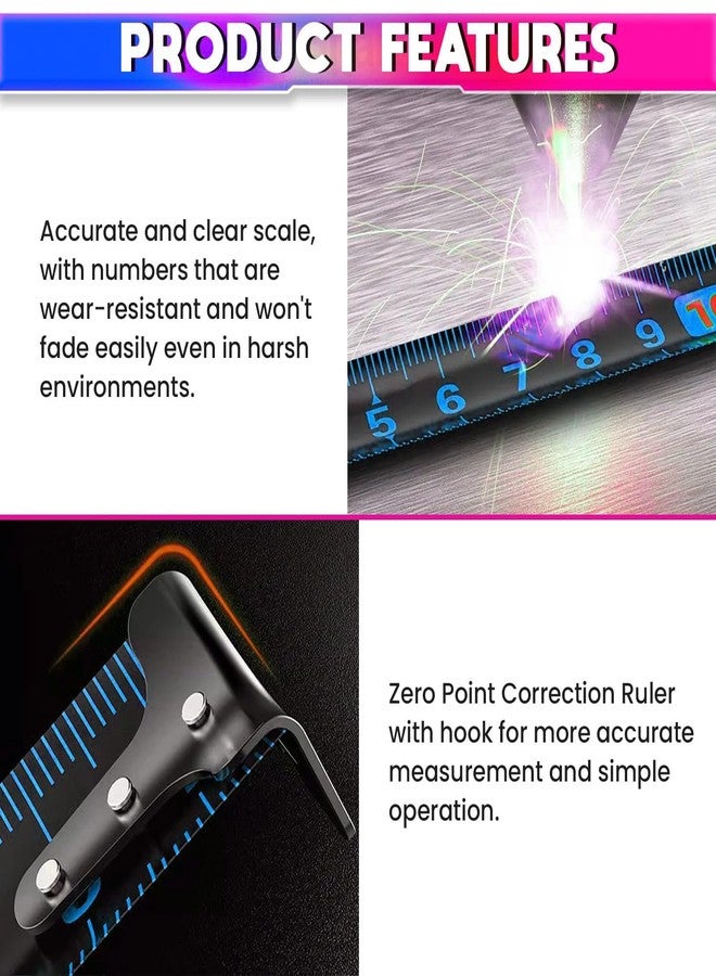 Gadget Hero's 5 Meter Measuring Tape with Auto-Locking and Retracting Feature, Heavy Duty Unbreakable ABS Case with Belt Clip- One-Man Operation, Measure in Inch & Centimeters. Blue - Image 3