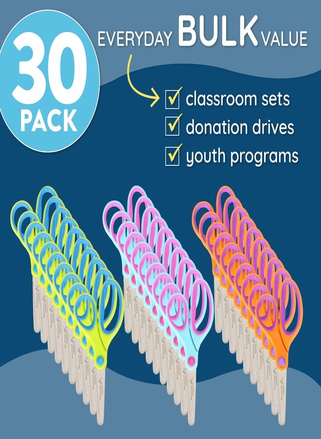 Blue Summit Supplies 30 Pack Kids Scissors Bulk with Comfort Grip, Bulk Scissors for Classroom and School, Blunt Tip for Student Safety, Assorted Colors - Orange, Blue, and Pink - Image 5