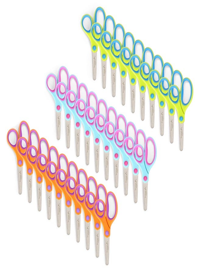 Blue Summit Supplies 30 Pack Kids Scissors Bulk with Comfort Grip, Bulk Scissors for Classroom and School, Blunt Tip for Student Safety, Assorted Colors - Orange, Blue, and Pink - Image 1