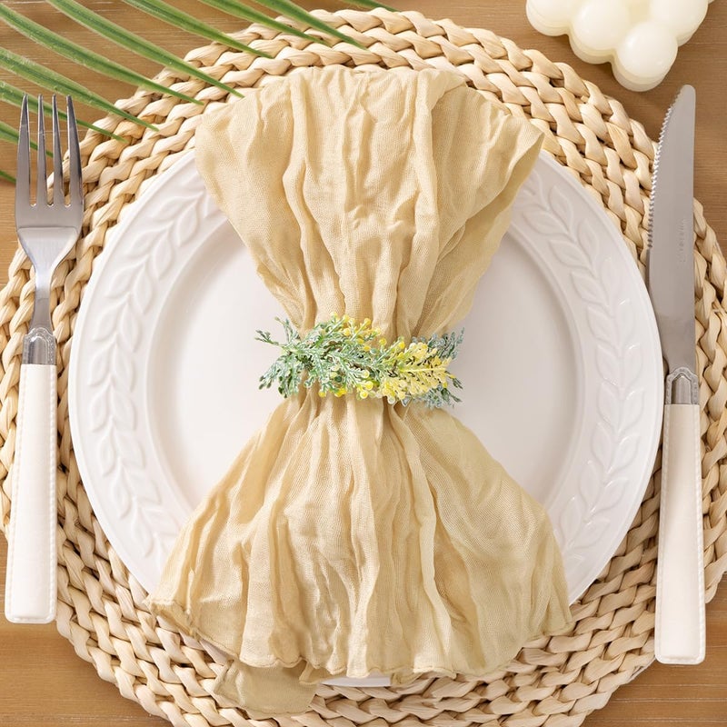 Socomi Champagne Sand Cheesecloth Napkins Summer Cheese Cloths Gauze Set of 24 Boho Washable Dinner Table Napkins for Wedding Party Baby Shower Birthday Party Decor - Image 1
