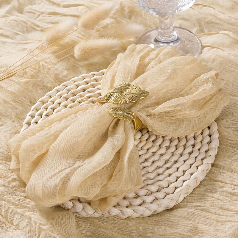Socomi Champagne Sand Cheesecloth Napkins Summer Cheese Cloths Gauze Set of 24 Boho Washable Dinner Table Napkins for Wedding Party Baby Shower Birthday Party Decor - Image 3