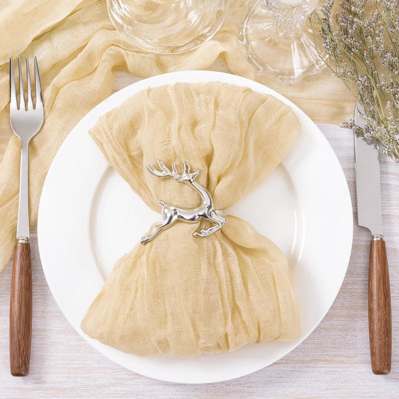 Socomi Champagne Sand Cheesecloth Napkins Summer Cheese Cloths Gauze Set of 24 Boho Washable Dinner Table Napkins for Wedding Party Baby Shower Birthday Party Decor - Image 4