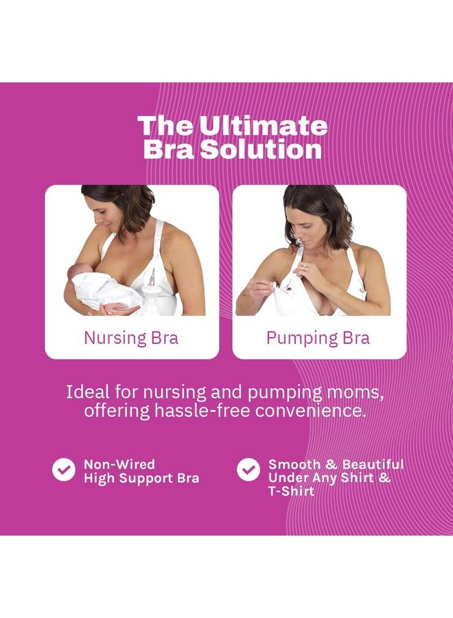 Chrome Cherry Nurturally Nursing and Pumping Bra, Adjustable Breast Pump Bra, Non-Wired Pumping Bra Hands Free, High Support Nursing Bras for Breastfeeding and Pumping, Breast Pump NOT Included | S, White - Image 5