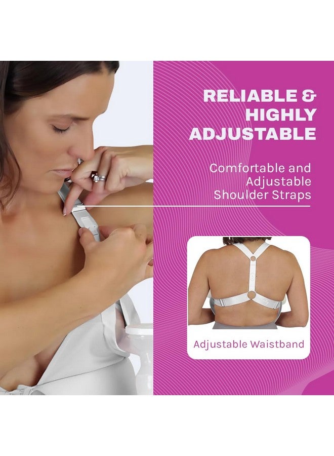 Chrome Cherry Nurturally Nursing and Pumping Bra, Adjustable Breast Pump Bra, Non-Wired Pumping Bra Hands Free, High Support Nursing Bras for Breastfeeding and Pumping, Breast Pump NOT Included | S, White - Image 3