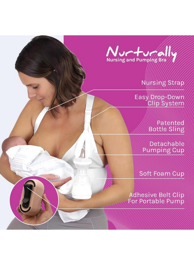 Chrome Cherry Nurturally Nursing and Pumping Bra, Adjustable Breast Pump Bra, Non-Wired Pumping Bra Hands Free, High Support Nursing Bras for Breastfeeding and Pumping, Breast Pump NOT Included | S, White - Image 2