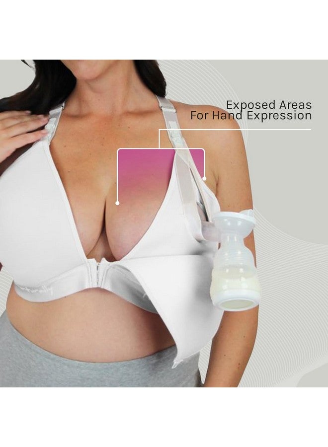 Chrome Cherry Nurturally Nursing and Pumping Bra, Adjustable Breast Pump Bra, Non-Wired Pumping Bra Hands Free, High Support Nursing Bras for Breastfeeding and Pumping, Breast Pump NOT Included | S, White - Image 4