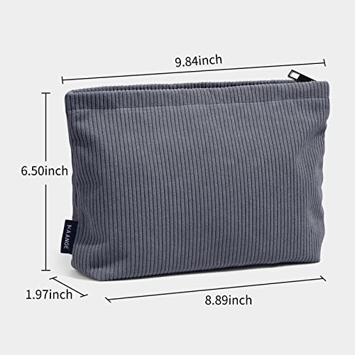 MAANGE Small Makeup Bag For Purse, Travel Cosmetic Bag Makeup Pouch Corduroy Portable Versatile Zipper Pouch For Women(GRAY) - Image 2
