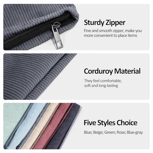 MAANGE Small Makeup Bag For Purse, Travel Cosmetic Bag Makeup Pouch Corduroy Portable Versatile Zipper Pouch For Women(GRAY) - Image 4