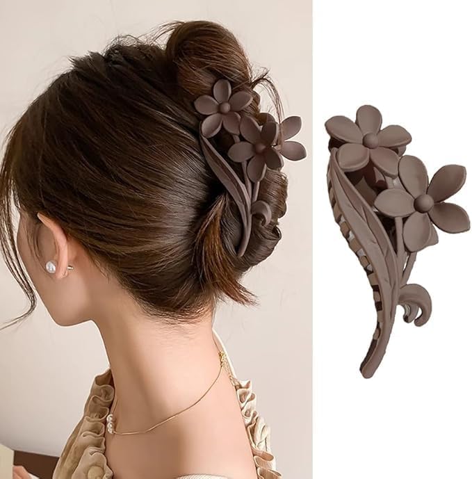 BAKEFY -4 Extra Large Hair Clips, Big Claw Clips for Thick Long Curly Hair, Strong Hold Jaw Clip Oversized Non-slip Square Hair Clips for Women & Girls, Matte XL Jumbo Claw Clips - Image 2