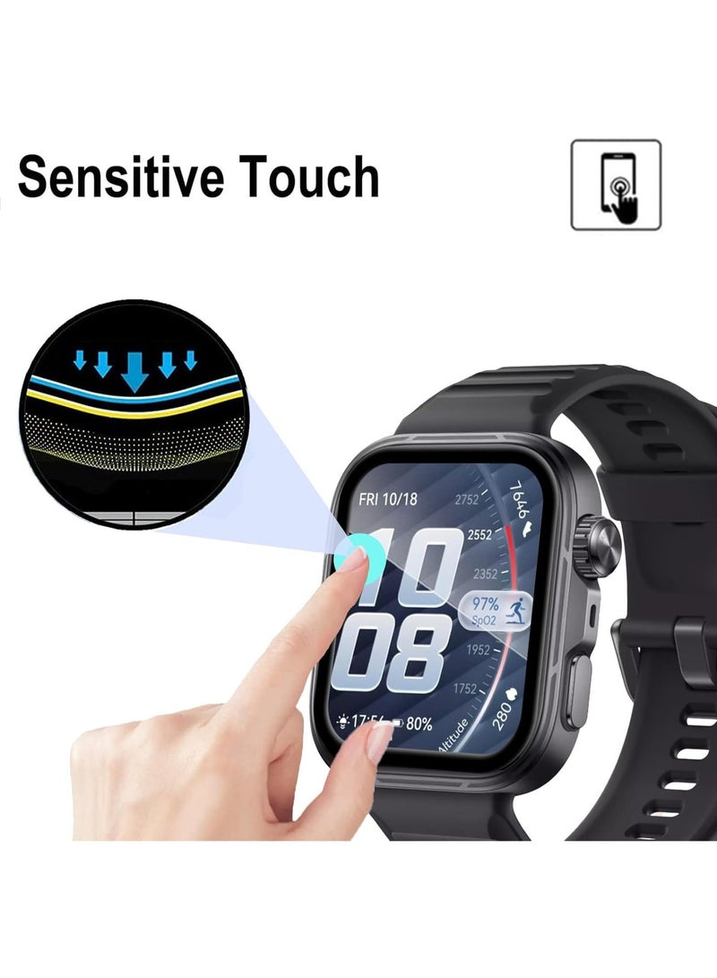 Yunpy 2 Pcs Full Coverage Screen Protector for Huawei Watch Fit 5, 3D Curved Tempered Glass, Anti-Scratch, HD Clear, Touch Sensitive, Bubble-Free Protective Film for Huawei Watch Fit 5 Smart Watch - Image 2