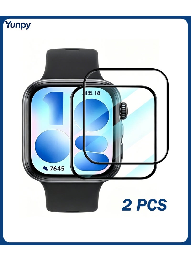 Yunpy 2 Pcs Full Coverage Screen Protector for Huawei Watch Fit 5, 3D Curved Tempered Glass, Anti-Scratch, HD Clear, Touch Sensitive, Bubble-Free Protective Film for Huawei Watch Fit 5 Smart Watch - Image 1