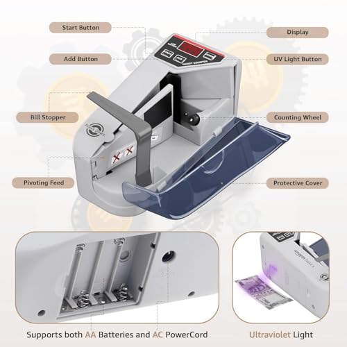 ABTRIX WITH AB Portable LED Display Mini Note Counting Machine for Home, Office & Business | Fast & Accurate Indian Currency Counter with UV/WM Fake Note Detection | Battery & Adapter Operated | V30 - Image 3