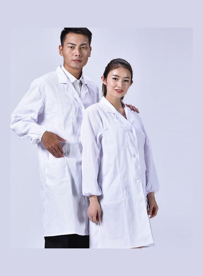 NIBEMINENT Long Sleeve Multi Pocket Laboratory Uniform Coat White  - Image 1