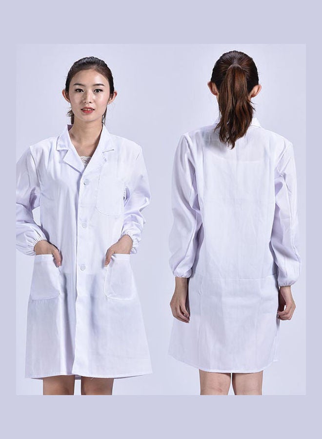 NIBEMINENT Long Sleeve Multi Pocket Laboratory Uniform Coat White  - Image 3