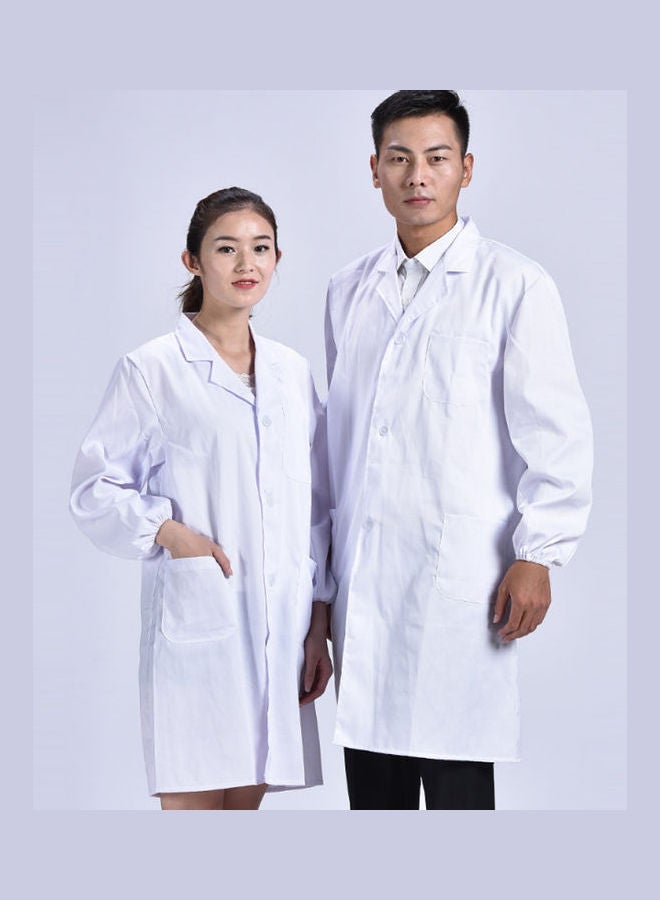 NIBEMINENT Long Sleeve Multi Pocket Laboratory Uniform Coat White  - Image 2