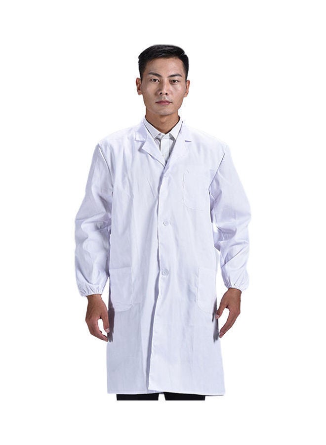 NIBEMINENT Long Sleeve Multi Pocket Laboratory Uniform Coat White  - Image 4