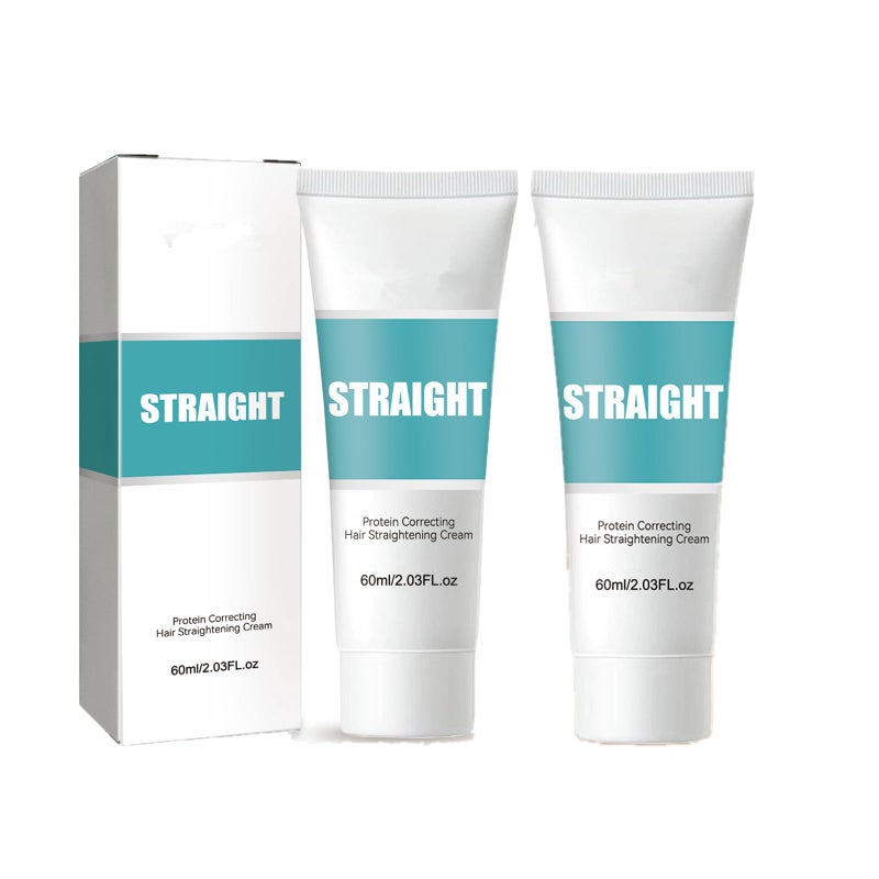 STRAIGHT Protein Hair Straightening Cream, Silk & Gloss Protein Straightening Cream for Curly Hair by Maigoole (2PC) - Image 1