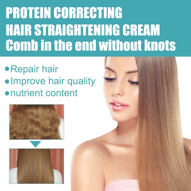STRAIGHT Protein Hair Straightening Cream, Silk & Gloss Protein Straightening Cream for Curly Hair by Maigoole (2PC) - Image 5