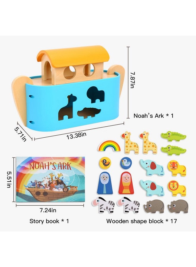 TOOKYLAND لعبة سفينة نوح من توكي لاند للأطفال، هدايا تعميد للأولاد والبنات، مصنف أشكال حيوانات خشبي، ألعاب قصة الكتاب المقدس مع كتاب، ألعاب تعليمية مونتيسوري للأطفال من 2 إلى 4 سنوات - Image 5