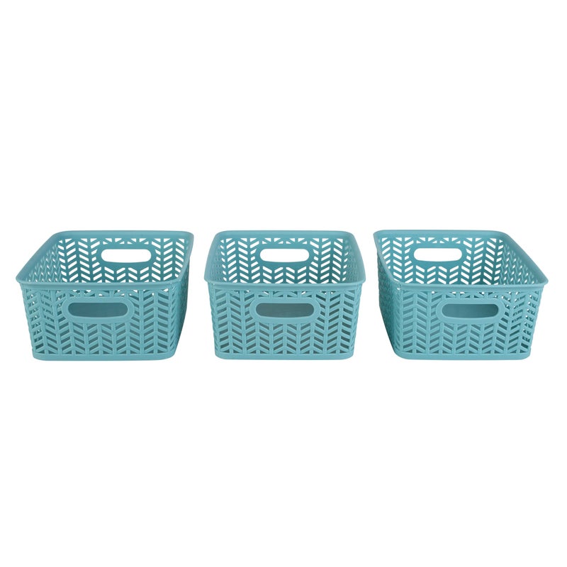 Simplify 25173-Dusty-3Pk Herringbone Storage Basket Small Dusty Blue 3 Count - Image 1
