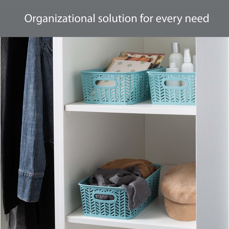Simplify 25173-Dusty-3Pk Herringbone Storage Basket Small Dusty Blue 3 Count - Image 4