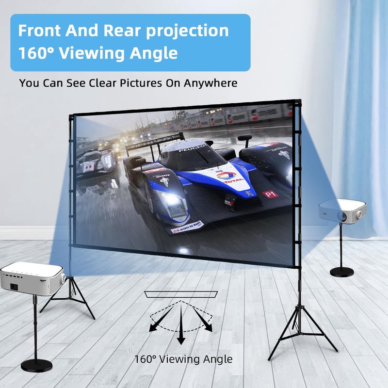TOWOND Outdoor Projector Screen with stand, 120 inch Portable Movie Screen - 16:9 4K HD Foldable Anti-Crease Projection Screen with Carry Bag for Movie Nights, Camping and Parties Support Double Sided - Image 5