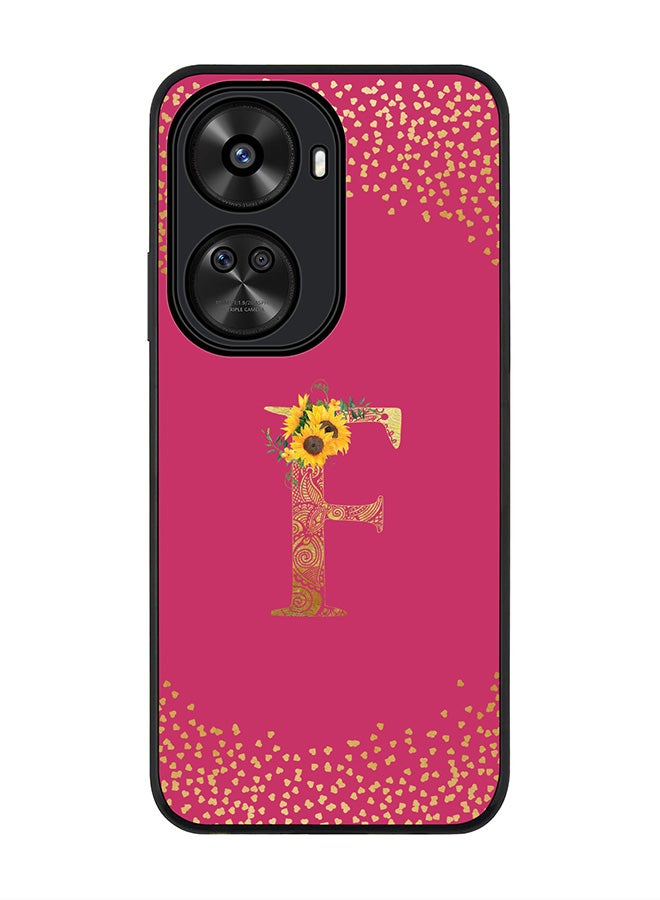 Stylizedd Rugged Black edge case for Huawei nova 12 SE / Huawei nova 11 SE 4G,Custom Monogram Initial Letter Floral Pattern Alphabet - F (Deep Pink Rose) - Image 1