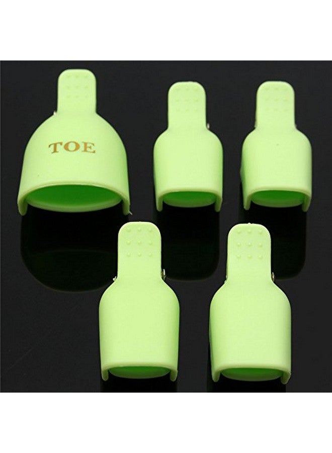 Yimart Yimart Pack of 10 Reusable Plastic Toenail Nail Art Soak Off Cap Clip UV Gel Polish Remover Wrap Tool (Green) - Image 3