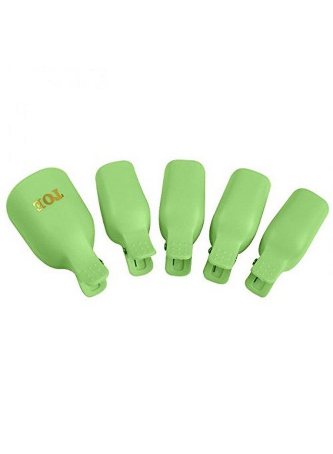 Yimart Yimart Pack of 10 Reusable Plastic Toenail Nail Art Soak Off Cap Clip UV Gel Polish Remover Wrap Tool (Green) - Image 1