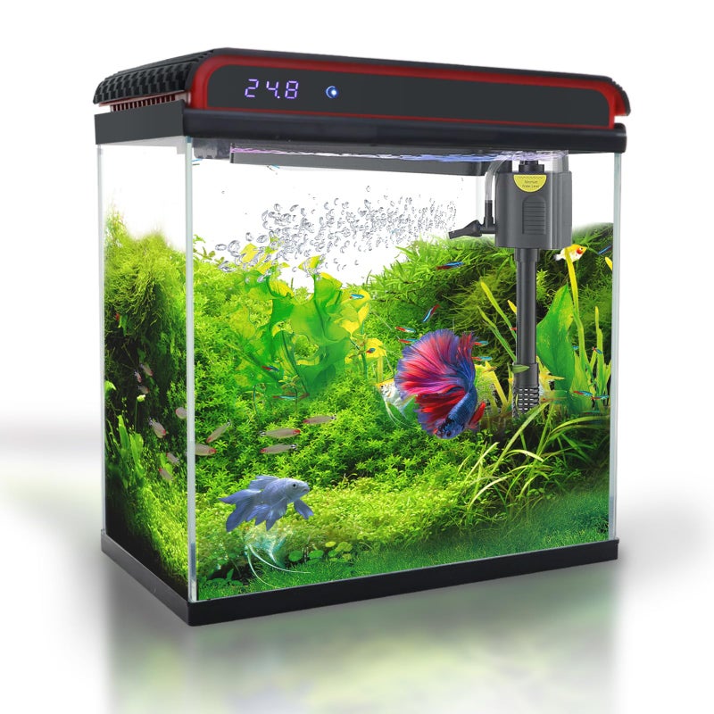 COOSPIDER Glass 5 Gallon Fish Tank Aquarium - Smart Self-Cleaning Starter Kit with 3-Color LED Light, Ultra Quiet Pump & Filter, Temperature Monitoring for Betta Fish and Shrimp - Image 1