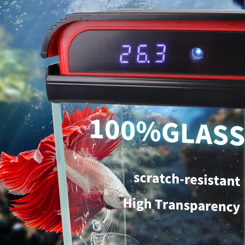 COOSPIDER Glass 5 Gallon Fish Tank Aquarium - Smart Self-Cleaning Starter Kit with 3-Color LED Light, Ultra Quiet Pump & Filter, Temperature Monitoring for Betta Fish and Shrimp - Image 3