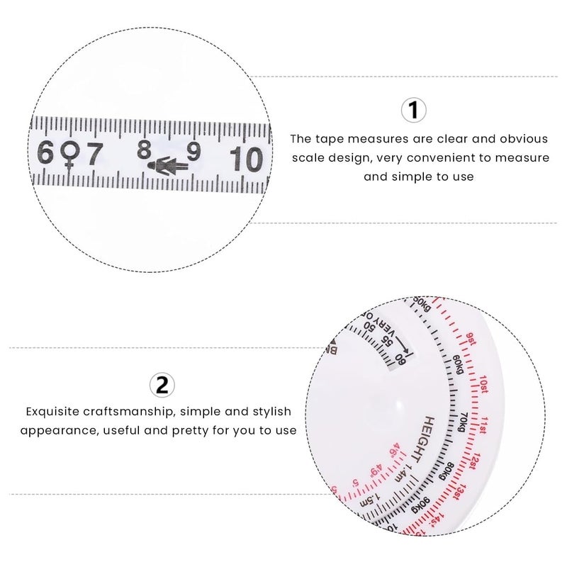 Generic SHOPOLIFE Body Measure Tape Sewing Design Mass Index Round Fat Measurement Retractable Fitness Measuring Scale Tape 1 Pc Multicolor - Image 3