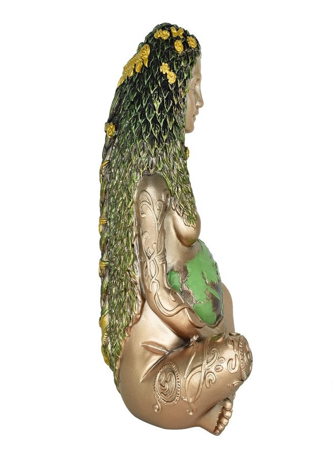Miyolo Mother Earth Gaia Statue Goddess Figurine Resin Wiccan Altar Table Decor for Witchy Spiritual Room Supplies Collections, Painted Bronze Green - Image 5