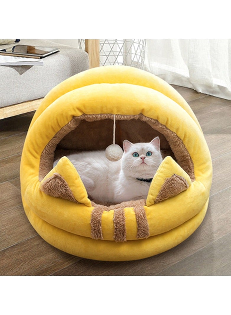 Generic Cat Bed for Indoor Cats, Pet Tent, Cave with Anti-Slip Base Semi-Enclosed Cat Bed with Hanging Toy Soft Pet Bed  - Image 1