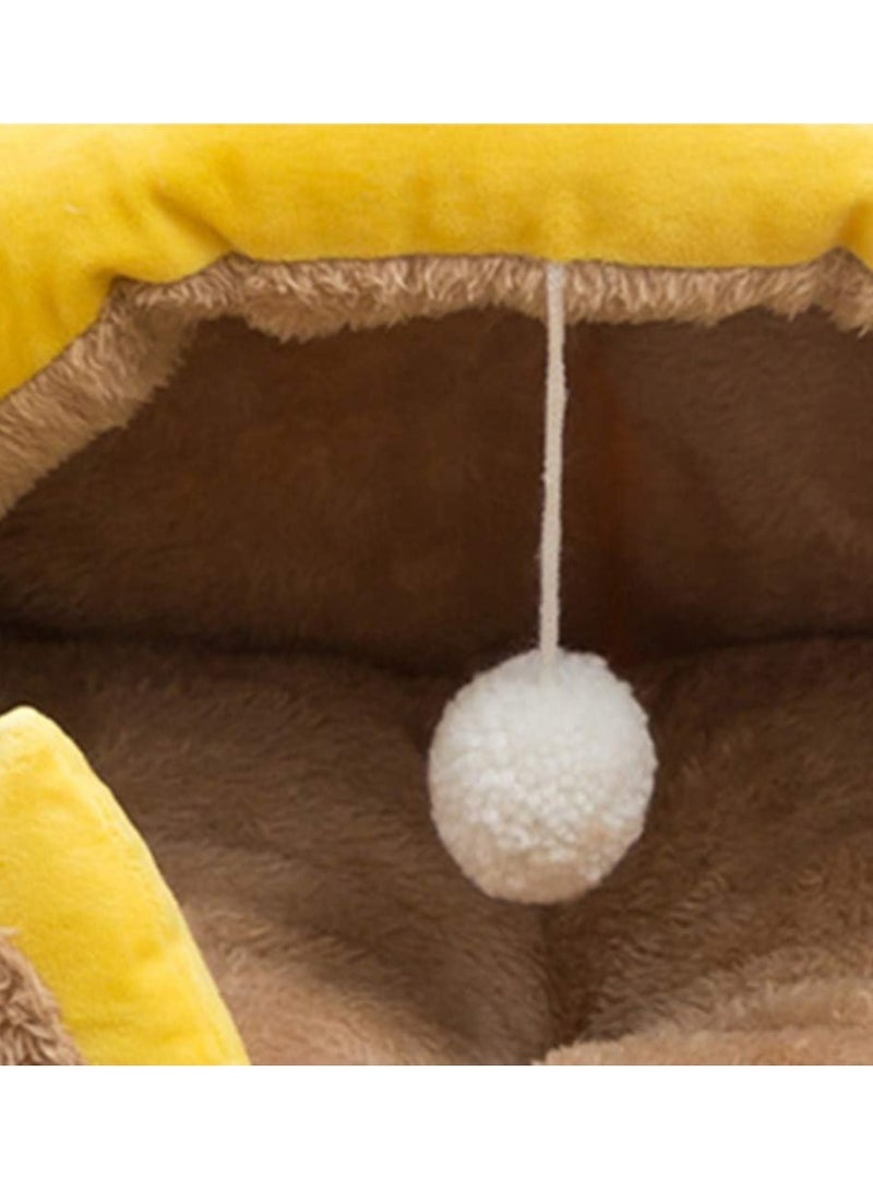 Generic Cat Bed for Indoor Cats, Pet Tent, Cave with Anti-Slip Base Semi-Enclosed Cat Bed with Hanging Toy Soft Pet Bed  - Image 3