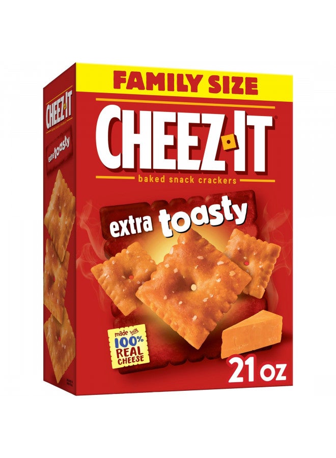 Cheez-It Cheez-It Cheese Crackers, Baked Snack Crackers, Lunch Snacks, Family Size, Extra Toasty, 21oz Box (1 Box)  - Image 2